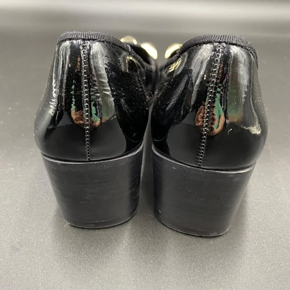 Tory Burch Asher Patent Studded Rockstud Pump Black Women's Size 6